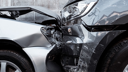 two cars crashed into each other